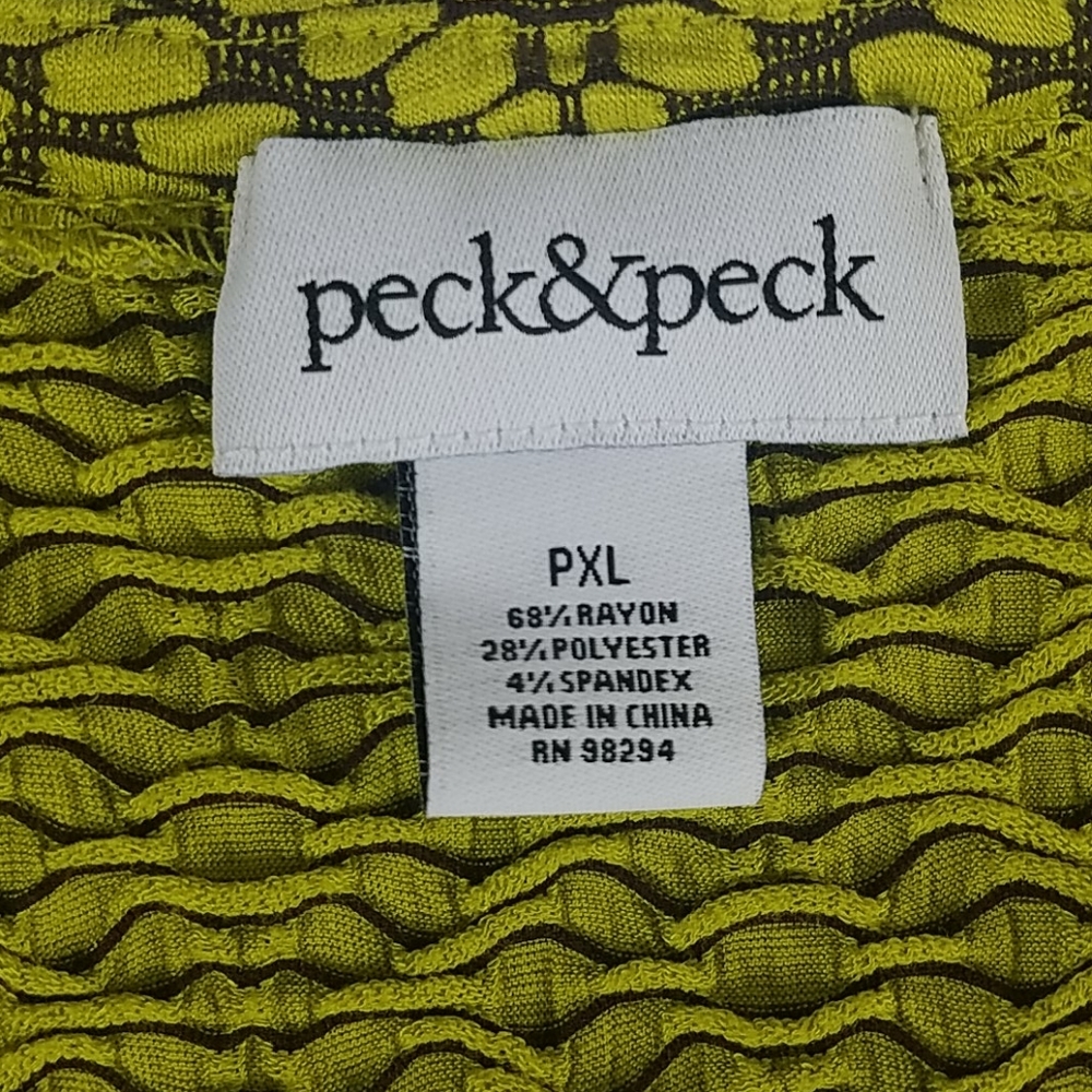 NWT, Peck and Peck Top, Chartreuse Boho Tunic or Dress Asymetrical Argyle, Sz L - Picture 11 of 11